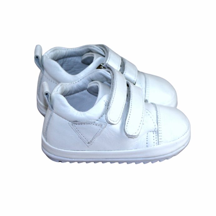 PLAIN BABY BOY WHITE LEATHER SHOES